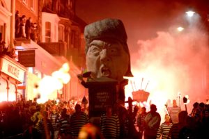Donald Trump effigy - bonfire night in Lewes