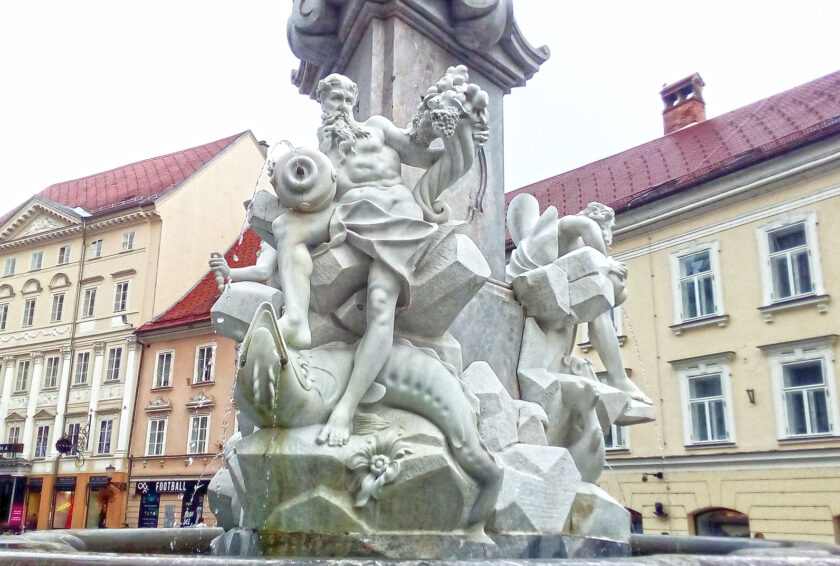 Robba Fountain in Ljubljana Old Town