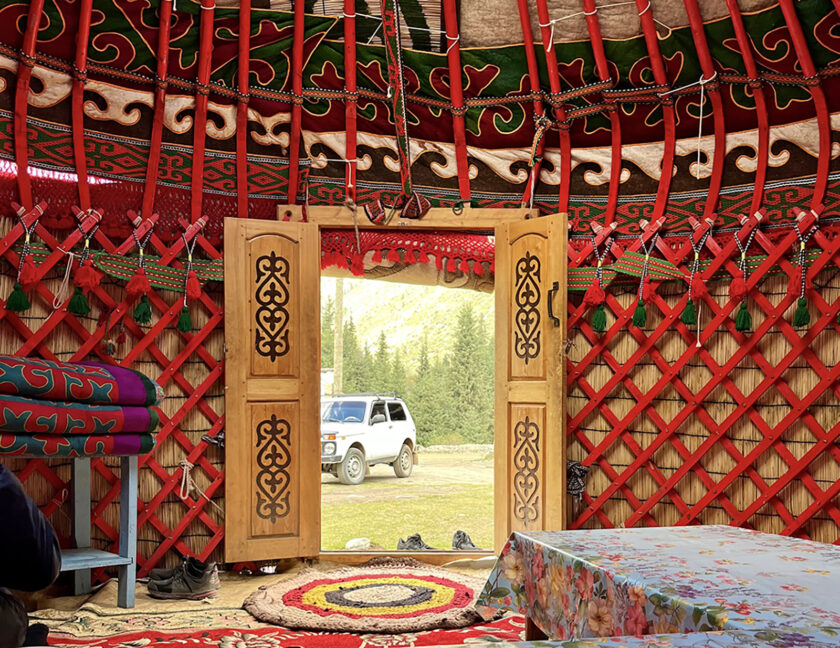 Yurt interior, colours and patterns, Kyrgyzstan