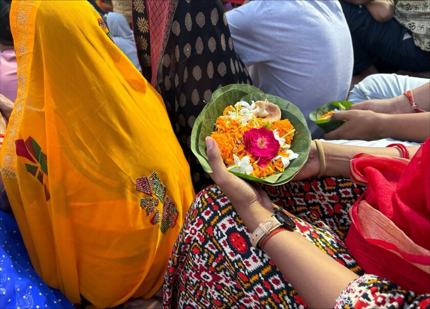 Ganga Aarti - flower offering to Mother Ganga