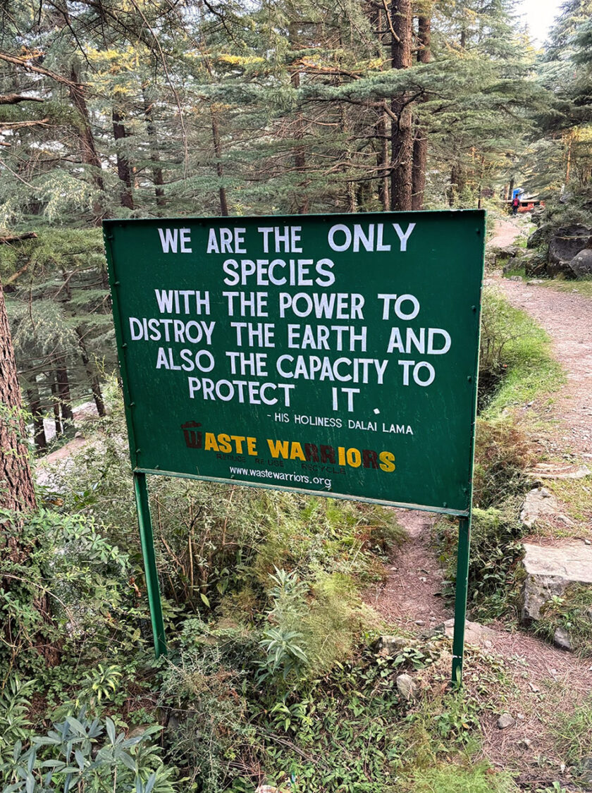 Trail signs on the trek to Triund